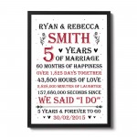 Couple 5th Wedding Anniversary Gift Personalised Framed Print