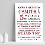 Couple 5th Wedding Anniversary Gift Personalised Print