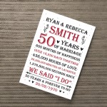 Couple 50th Wedding Anniversary Gift Personalised Print