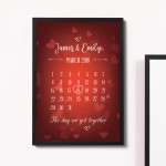 Personalised Anniversary Gift Anniversary Date Calender Framed