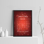 Personalised Anniversary Gift Anniversary Date Calender Framed