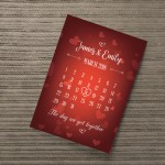Personalised Anniversary Gift Anniversary Date Calender Print