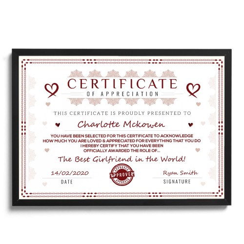Funny Valentines Gift For Girlfriend Personalised Framed Print