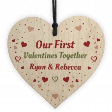 Our First Valentines Gift Wooden Heart Boyfriend Girlfriend Gift
