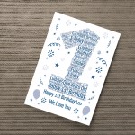 Personalised 1st Birthday Gift Word Art Print Keepsake Baby Boy 