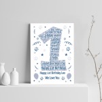 Personalised 1st Birthday Gift Word Art Print Keepsake Baby Boy 