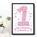 Personalised 1st Birthday Gift Framed Word Art Print Keepsake