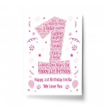 Personalised 1st Birthday Gift Word Art Print Keepsake Baby Girl