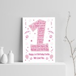 Personalised 1st Birthday Gift Word Art Print Keepsake Baby Girl