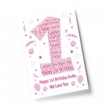 Personalised 1st Birthday Gift Word Art Print Keepsake Baby Girl