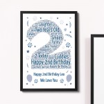 Personalised 2nd Birthday Gift Framed Word Art Print Keepsake