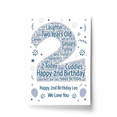 Personalised 2nd Birthday Gift Word Art Print Keepsake Baby Boy 