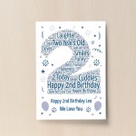 Personalised 2nd Birthday Gift Word Art Print Keepsake Baby Boy 