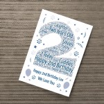 Personalised 2nd Birthday Gift Word Art Print Keepsake Baby Boy 