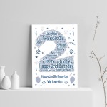 Personalised 2nd Birthday Gift Word Art Print Keepsake Baby Boy 