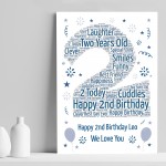 Personalised 2nd Birthday Gift Word Art Print Keepsake Baby Boy 