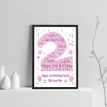 Personalised 2nd Birthday Gift Framed Word Art Print Baby Girl