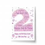 Personalised 2nd Birthday Gift Word Art Print Keepsake Baby Girl