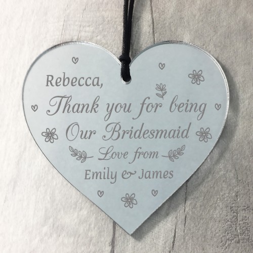 Thank You Gift For Bridesmaid Heart Wedding Gift Personalised