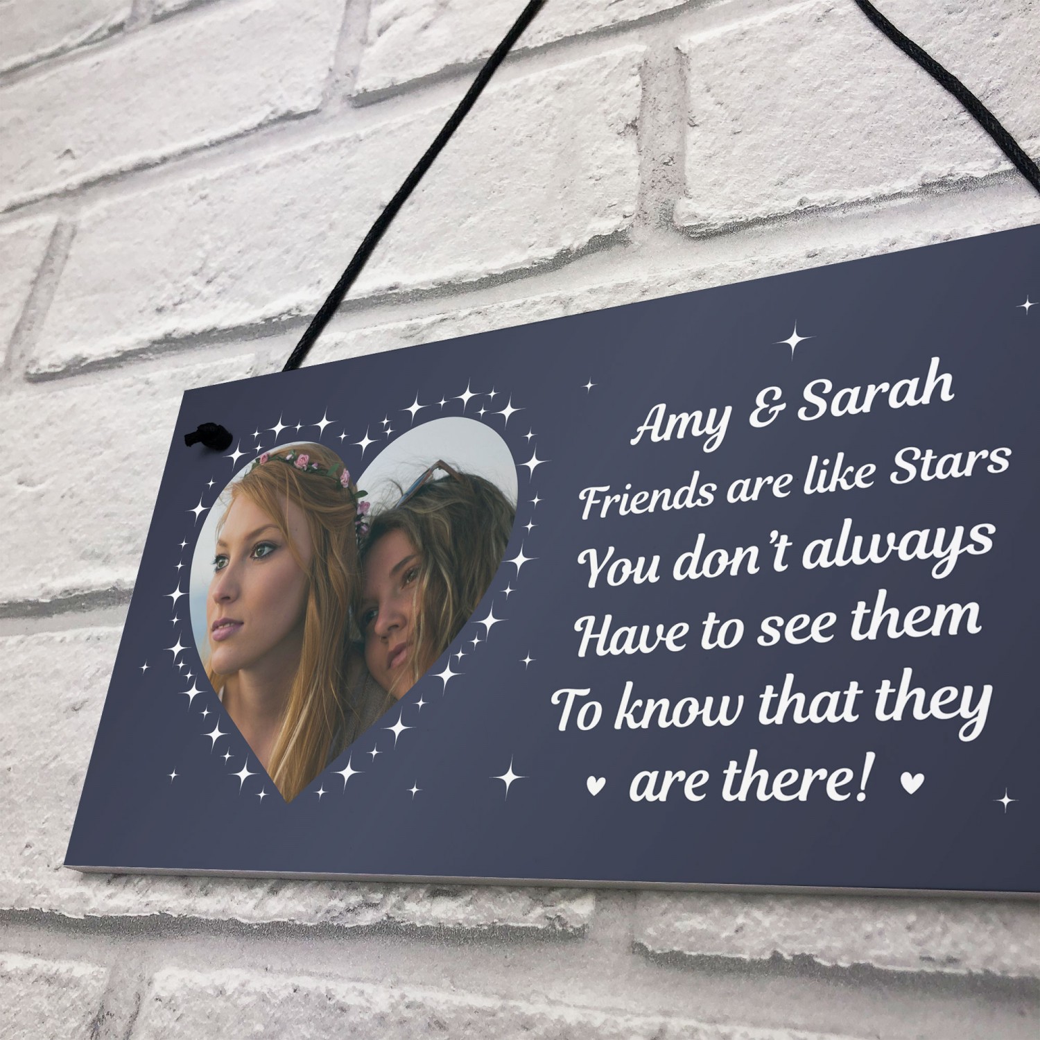 Personalised FRIENDSHIP PLAQUE Best Friends Metal Sign Hanging Gift Your Picture