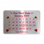 First Date Calender Wallet Insert Personalised Anniversary Gift