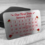 First Date Calender Wallet Insert Personalised Anniversary Gift