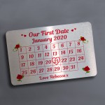 First Date Calender Wallet Insert Personalised Anniversary Gift