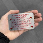First Date Calender Wallet Insert Personalised Anniversary Gift