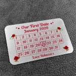 First Date Calender Wallet Insert Personalised Anniversary Gift