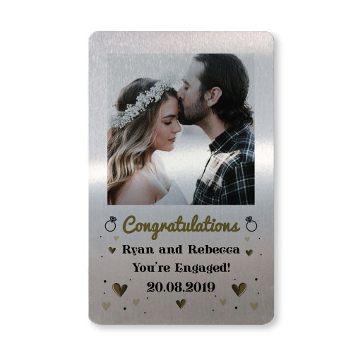 Engagement Gift Personalised Metal Wallet Insert Congratulations