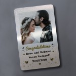 Engagement Gift Personalised Metal Wallet Insert Congratulations