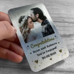 Engagement Gift Personalised Metal Wallet Insert Congratulations