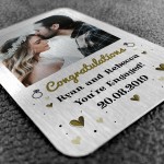 Engagement Gift Personalised Metal Wallet Insert Congratulations