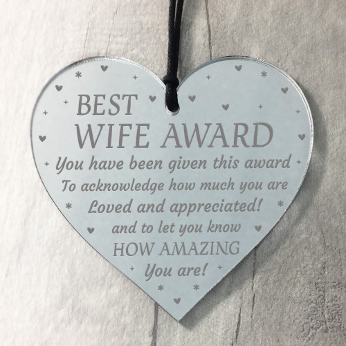 Valentines Gift Novelty Award Mirror Heart Gift For Wife