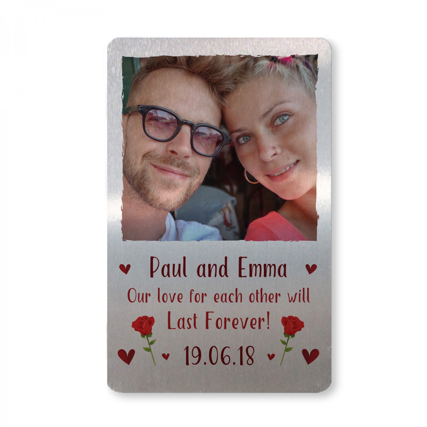 Anniversary Gifts For Him Her Personalised Metal Photo Card Gift