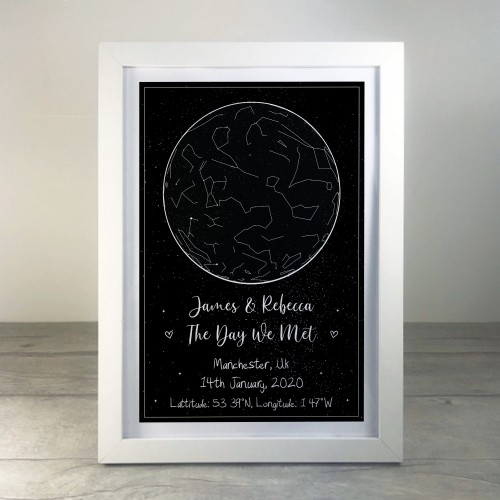 Gift For Husband Wife For Anniversary Valentines Star Map Framed