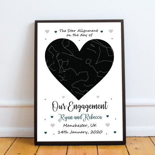 Engagement Gift Framed Star Print Gift For Him Her Boyfriend Gir