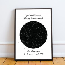 Anniversary Gift For Husband Wife Personalised Star Framed Print