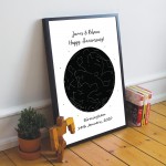 Anniversary Gift For Husband Wife Personalised Star Framed Print