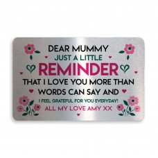 Personalised Mothers Day Gift For Mummy Mum Gift Metal Card