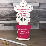 Personalised Mothers Day Gift For Mum Wooden Flower Gift For Mum