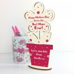 Personalised Mothers Day Gift For Mum Wooden Flower Gift For Mum