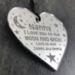 Mothers Day Gift For Nanny Hanging Heart Personalised Gift