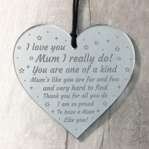 Gift For Mum on Mothers Day Birthday Hanging Heart Thank You