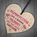 Funny Mummycorn Wood Heart Gift For Mummy Birthday From Daughter