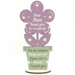 Mum Gift For Mothers Day Birthday Wooden Flower Thank You Gift
