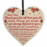 Thank You Gift For Nan Wooden Heart Mothers Day Birthday Gift