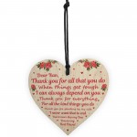 Thank You Gift For Nan Wooden Heart Mothers Day Birthday Gift