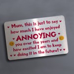 Funny Gift For Mum Metal Wallet Card Insert Birthday Gift