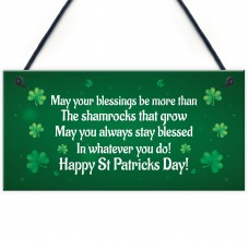 Novelty St Patricks Day Hanging Sign Irish Blessing Friendship